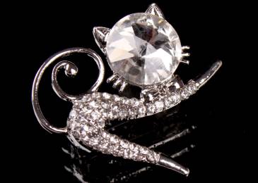 Брошь "Кошка" серебро 1-212440