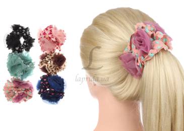 Резинка для волосся прикрашена квіткою з регіліна (6 кольорів)