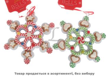 Прикраса на ялинку сніжинка льодяник 2 вида BV*