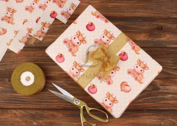 Папір пакувальний у листах 10л "Динозавр з яблуком" (0,7м х1м) 80г/м2 255-6857