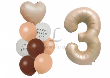 Комплект воздушных шаров "Happy Birthday" "3" 5-81684