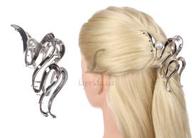 Краб "Fashion" металический серебро с жемчугом 11см 1-205954