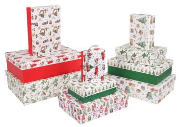 Подарочная коробка новогодняя (комплект 10шт.) BOX-2503 73-6167