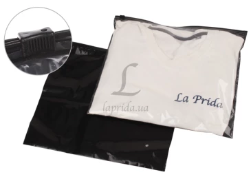 Пакет слайдер із чорним замком та прозрачною стінкою 300х250 мм 60 мкм чорний матовий 31-141