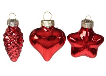Набір ялинкових прикрас скло червона 12шт 0390N*