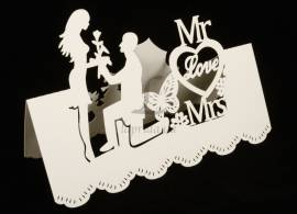 Посадкова картка "Mr love Mrs" молочна