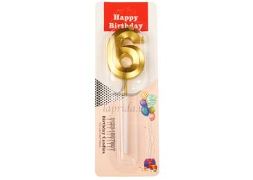 Свеча цифра "6" (золото) 5-91065