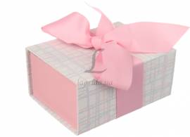 Итальянская подарочная коробка серо-розовая (13.5*10 см)