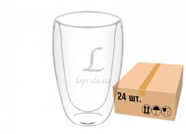 Склянка скляна з подвійним дном (cкринька 24 штук) 400ml 671-088