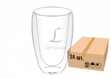 Склянка скляна з подвійним дном (cкринька 24 штук) 400ml 671-088