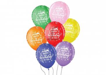 Воздушный шар (30 cм) Happy Birthday to you, Пастель микс 25 шт. 251-8565