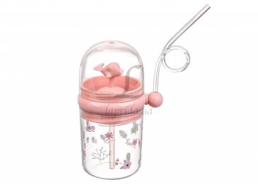 Бутылка детская пластиковая розовая 260ml 67-621