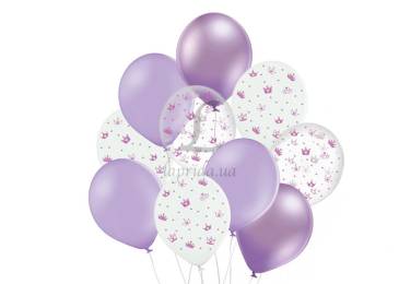 Набор шаров "Фиолетовые короны", хром фиолет, белый, 10шт. в уп. 251-9135
