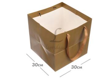 Пакет картонный (30*30*30см) золото 3123-9259