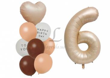Комплект воздушных шаров "Happy Birthday" "6" 5-81714