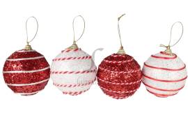 Куля різдвяна 8см червоно-біла AHR000170/5821  N [12]*