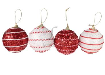 Куля різдвяна 8см червоно-біла AHR000170/5821  N [12]*