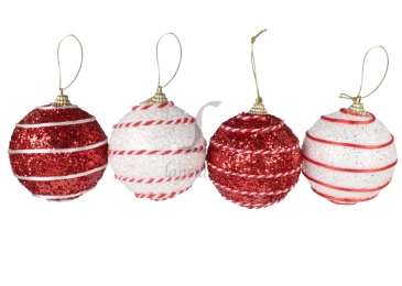Куля різдвяна 8см червоно-біла AHR000170/5821  N [12]*