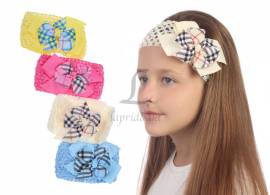 Детская повязка на голову с бантиком разноцветная