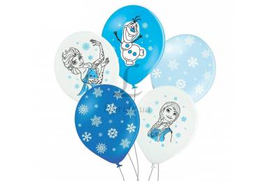 Повітряна кулька (B105 30 см) Сніжинки, крижане серце, мікс, білий, блакитний, 25шт	251-9427