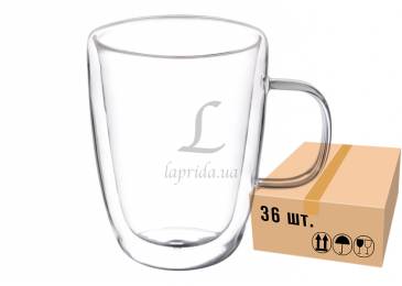 Чашка скляна з подвійним дном 350ml 671-118