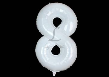 Воздушный шар в форме цифры белый "8" 1м 5-81028